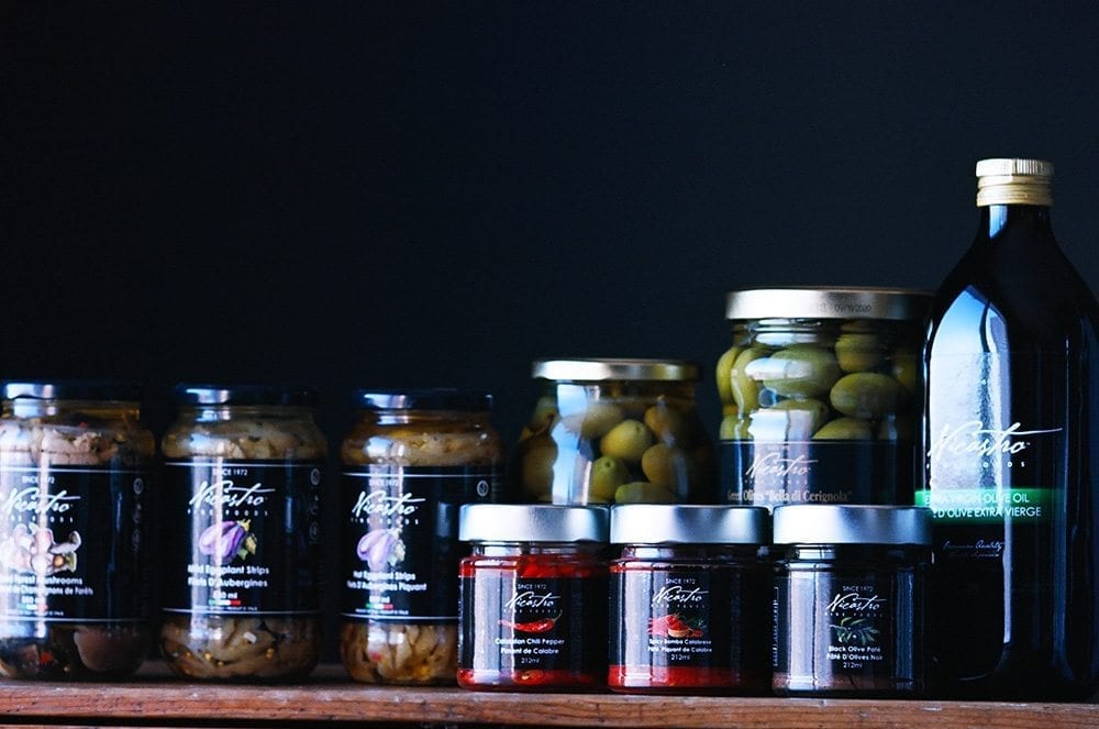 Eight jars of Nicastro Fine Food products